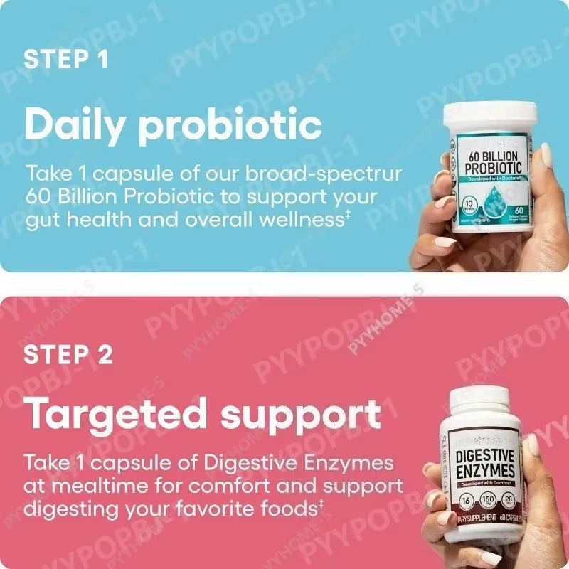 Probiotic Capsules Multi-Strain Probiotic with Organic Prebiotics Daily Digestive Health Supplement